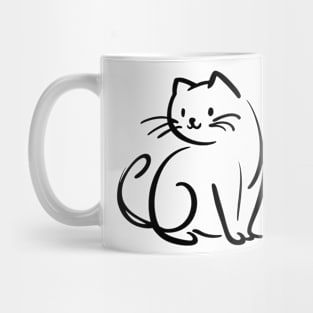 Stick figure cat in black ink Mug